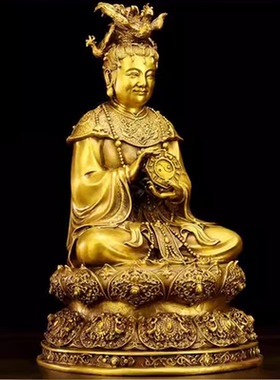 纯铜老母神像铜像摆件大号精工救世主无声老母老娘铜无极老母雕塑