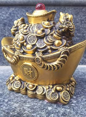 纯铜金蝉招财礼品摆件元宝