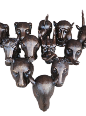 圆明园十二生肖纯铜头像龙蛇兽首