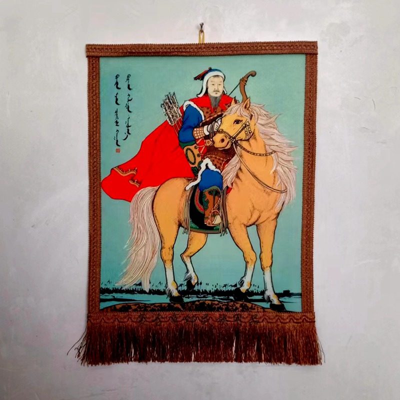 Inner Mongolia style Genghis Khan craft hanging painting