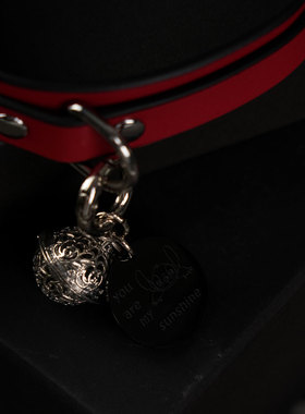 真皮项圈女颈带铃铛吊牌脖圈