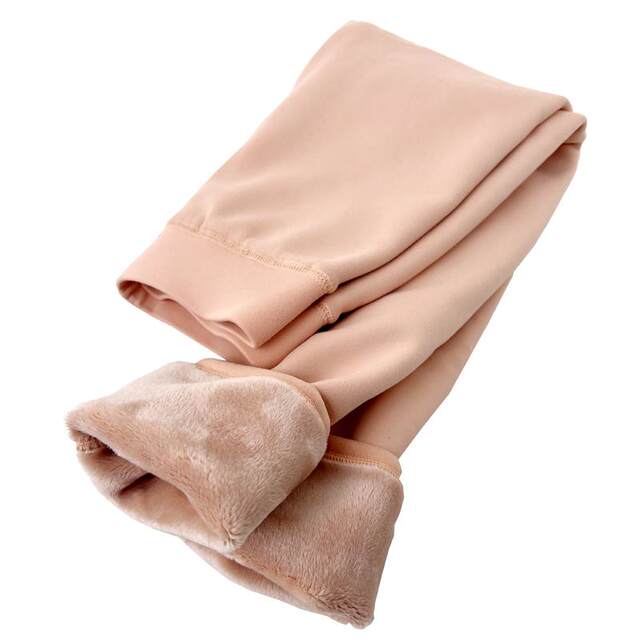 Children's flesh-colored leggings plus velvet, autumn and winter girls' nine-point pants without feet, one-piece velvet thermal pants for girls, dancing pants