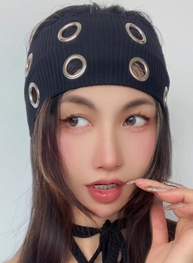 Dumakira手工handmadediy欧美ins潮酷金属圈弹力针织宽发带