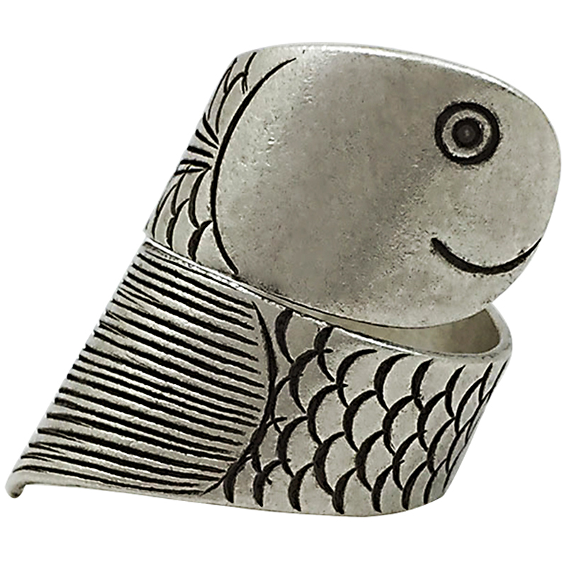 Born Free/奔放S925纯银流行饰品泰国清迈手工银年年有鱼戒指指环 - 图3