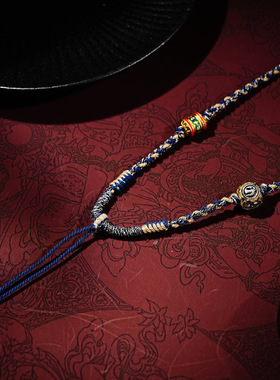 藏式吊坠绳手搓棉线编绳项链佛牌唐卡挂坠绳子男女毛衣链手工