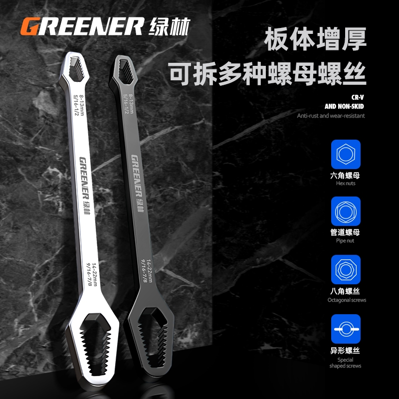 【惊呆了！工具还能这样用】绿林扳手工具多功能梅花扳手活动套装 - 图2