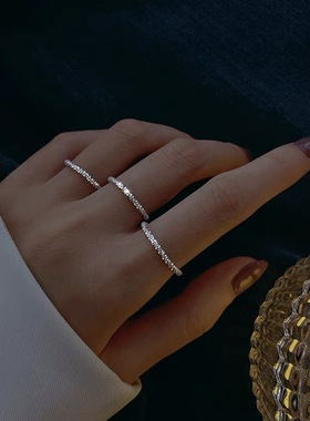 【银屿】s925纯银戒指ins潮高级感ins风素圈个性软链条食指戒指环