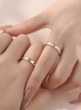 【银屿】s999纯银甜蜜喵汪对戒甜美萌趣猫狗拼接设计感时尚情侣款