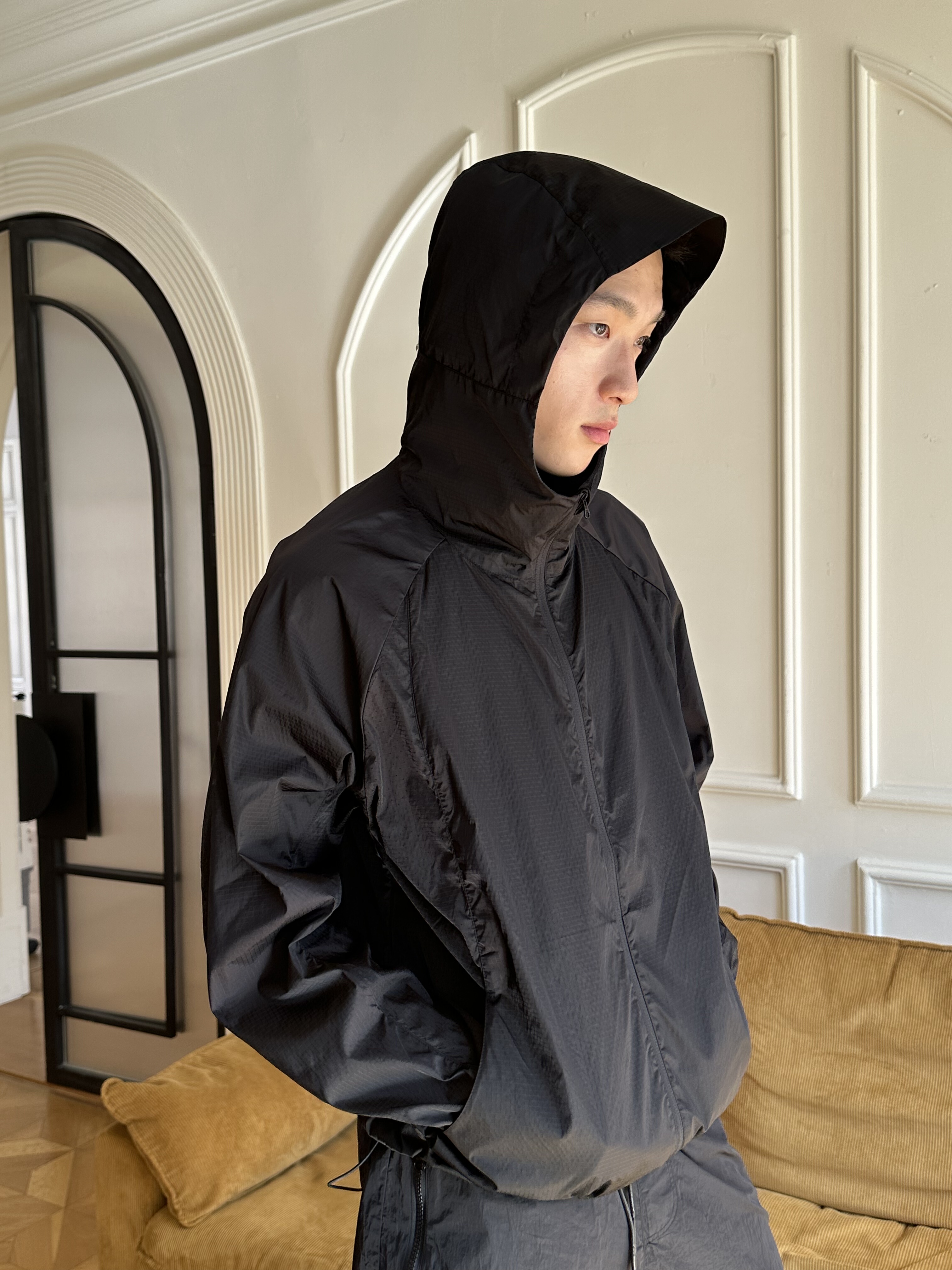 haonanhuang 定织硬核户外机能网眼速干透气轻薄拼接皮肤衣外套 - 图1