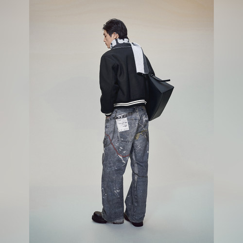 【董大力同款】haonanhuang 重置1981M康利印花宽松baggy牛仔长裤 - 图1