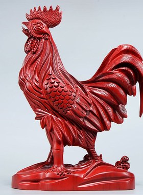 【实木雕刻】花梨木生肖鸡大公鸡家居摆件开业送礼摆设动物工艺品