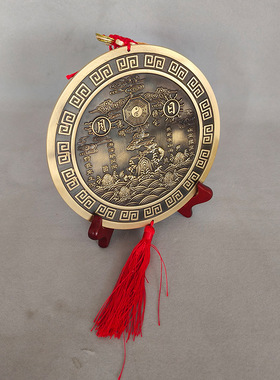 纯铜质入户门山海镇挂摆件开业化解室内外天斩过堂风煞日月镜光面