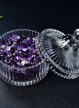 高端天然紫黄水晶碎石净化消磁碗摆件手链消磁石饰品容器收纳盒器