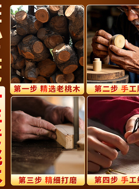 天然老桃木山鬼花钱道开钥匙扣镇驱的辟过家邪光宅挂件吊坠项链