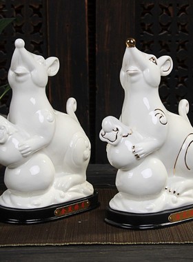 陶瓷十二生肖摆件红色鼠牛虎兔龙蛇马羊猴鸡狗猪家装饰品风水摆设