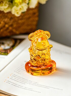 琉璃旋转12生肖摆件玻璃转转生肖兔龙属相招财礼品黄水晶十二生肖