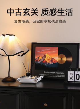 中古风日照金山入户玄关摆件客厅电视餐边鞋柜装饰小众高级感软装