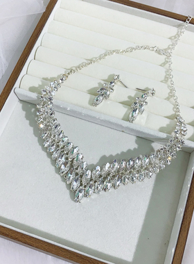 YOUFIR高档精致礼盒婚礼配饰项链耳环舞会礼服套链欧美热销跨境