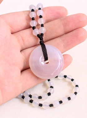 玛瑙玉髓平安扣吊坠复古毛衣链