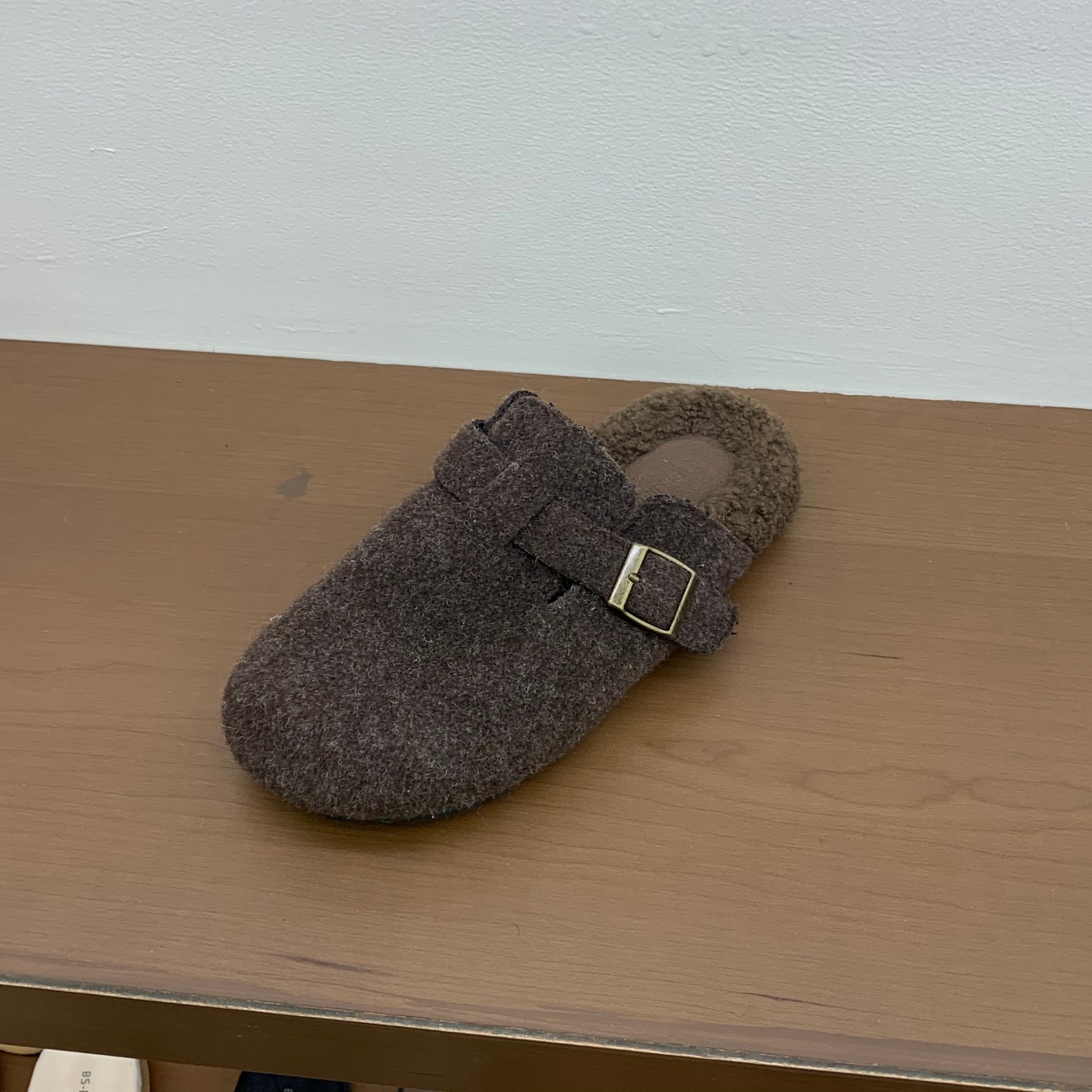 毛呢版~厚底增高保暖毛毛鞋女外穿秋冬羊羔毛加绒包头半拖勃肯鞋 - 图2