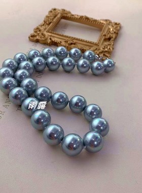 母贝珍珠14mm星空蓝色锁骨项链女