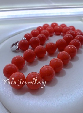 母贝珍珠珊瑚红色锁骨项链