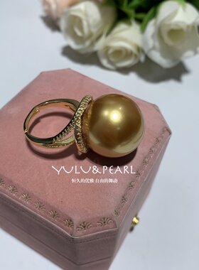 母贝仿珍珠茶金色20mm戒指