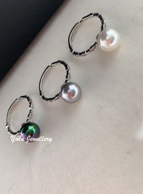 母贝珍珠正圆强光戒指