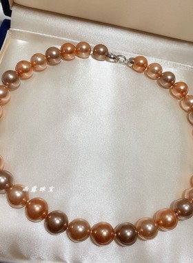 母贝仿金珠金棕色混色锁骨项链