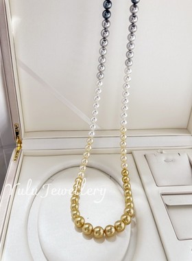 四季彩仿珍珠纯银扣毛衣链