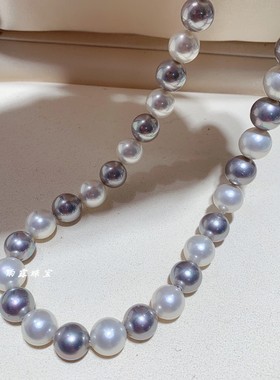 母贝仿珍珠灰白炫彩锁骨项链