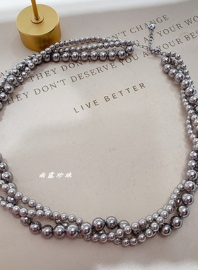 母贝真多嘛色多层颈链