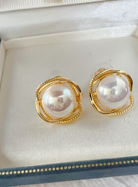 14k注金樱花粉色仿马贝套装