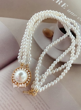 法式复古风多层手链母贝珍珠