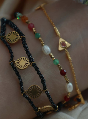 度假风手工编织淡水珍珠手链