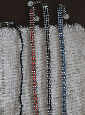 夏日编织手链红蓝黑三色韩系轻奢