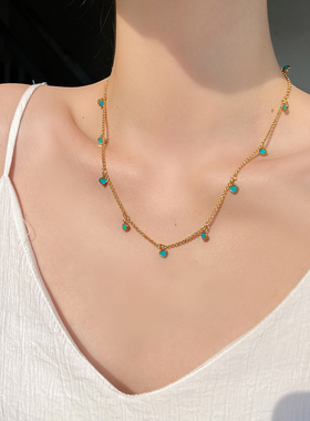 珐琅彩滴釉工艺爱心蓝绿色手链