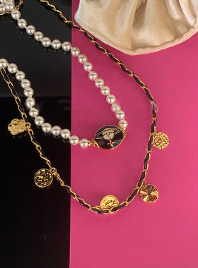 香奶奶编织黑色配金色项链