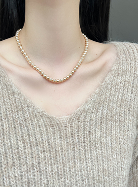 极光人造玻璃体珍珠项链