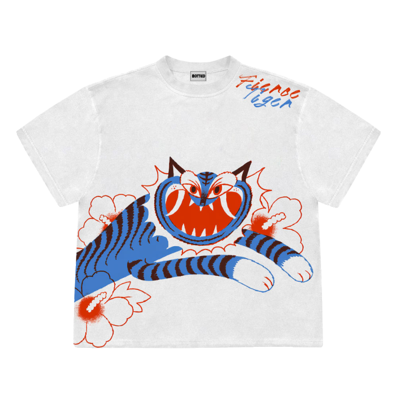 Mottled斑驳设计师工作室！印象派设计感ins风 文艺涂鸦卡通短袖 - 图1