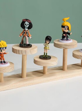 实木多层手办展示架公仔娃娃收纳架小摆件饰品指甲油潮玩展示台