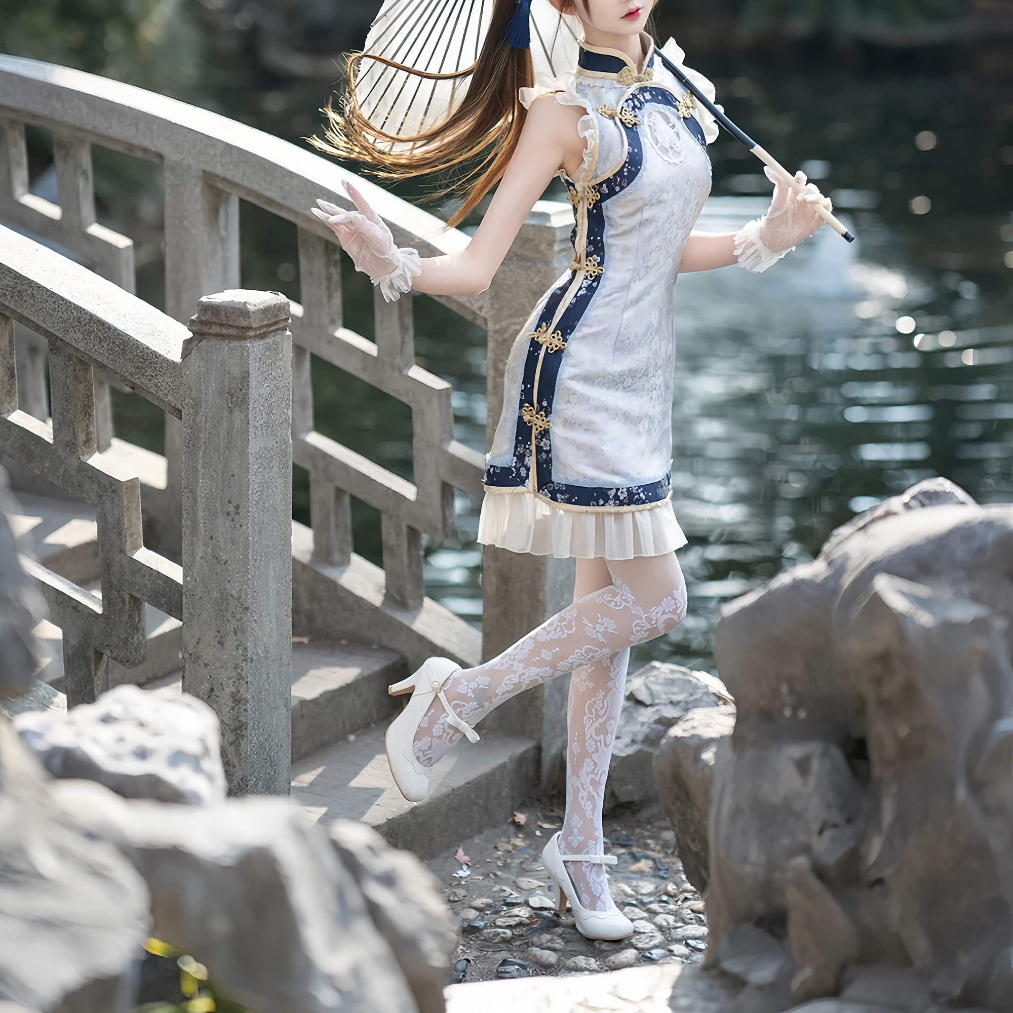 巴洛克蕾丝纯欲白色丝袜女防勾丝性感维纳斯提花印花超薄裤袜 - 图3