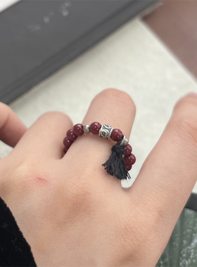 天然朱砂戒指新中式串珠