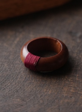 雷击枣木戒指女小众设计