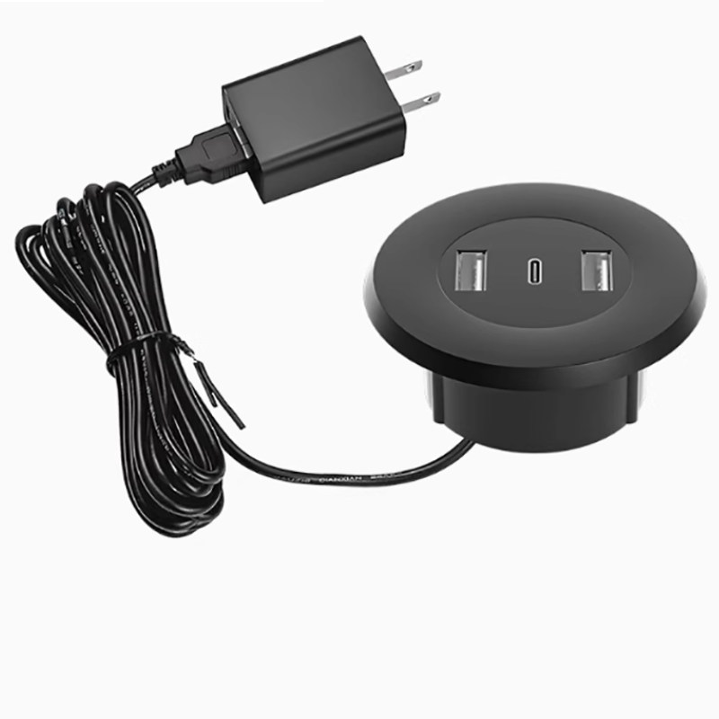 嵌入式USB插座隐藏式暗转桌面沙发茶几桌面床头圆形充电器C口快充,淘宝优惠券,粉丝福利购,淘宝优惠卷