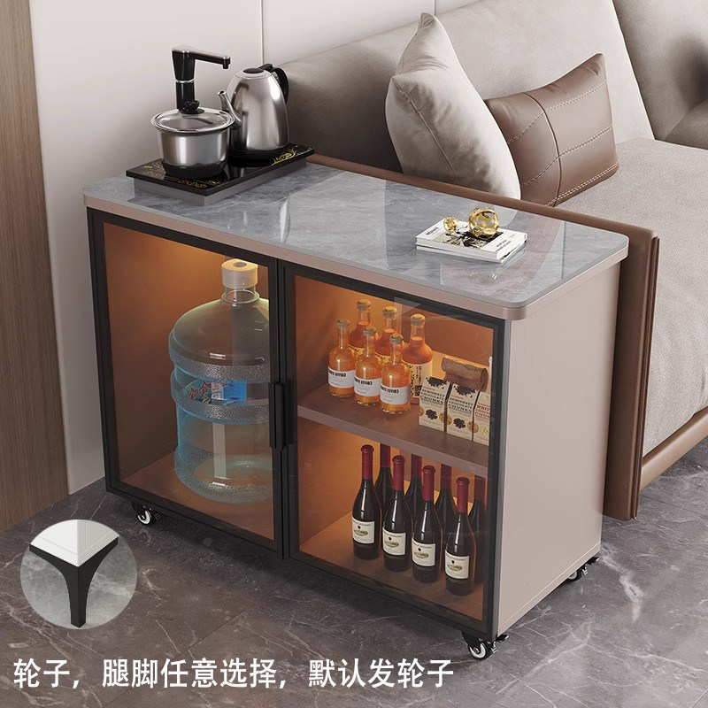 沙发边几小桌子可移动茶几家用轻奢岩板储物柜沙发边柜茶水柜茶台