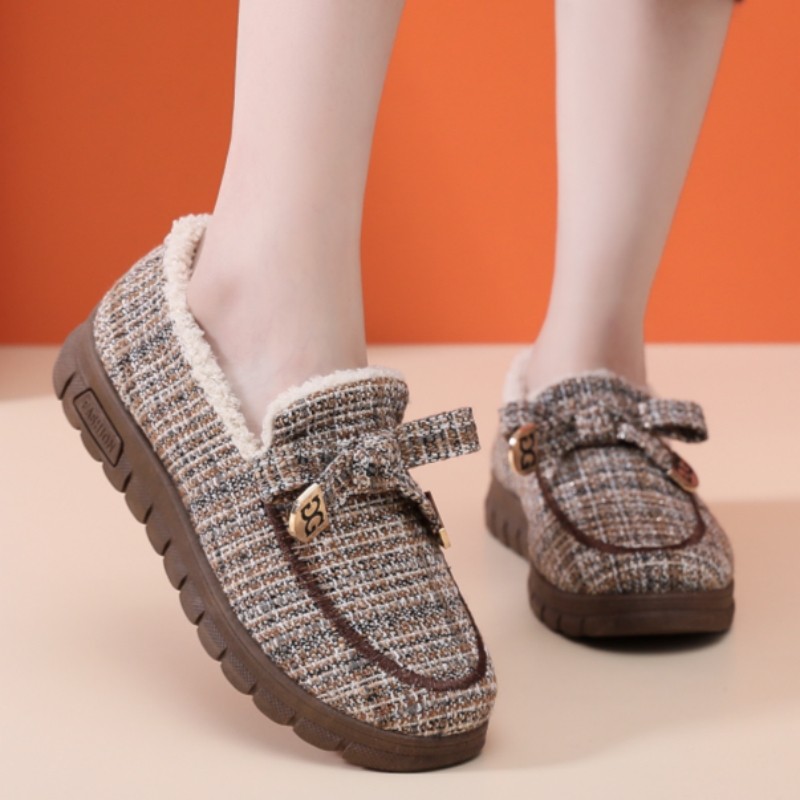 2023冬新款老北京布鞋女棉鞋豆豆格子时尚舒适加绒加厚棉靴软底鞋,淘宝优惠券,粉丝福利购,淘宝优惠卷