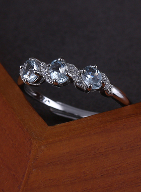 天然彩宝女纯银气质小众排戒