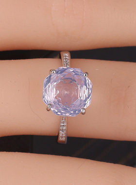 紫玉晶女款纯银淑女范薰衣草戒指