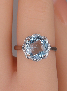 彩宝女纯银时尚玫瑰切工艺戒指